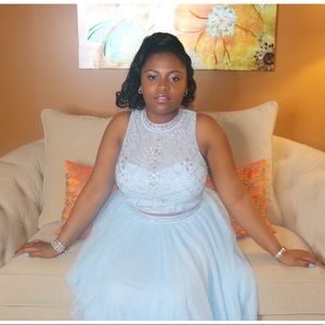 Light blue diamond 2 piece Dress